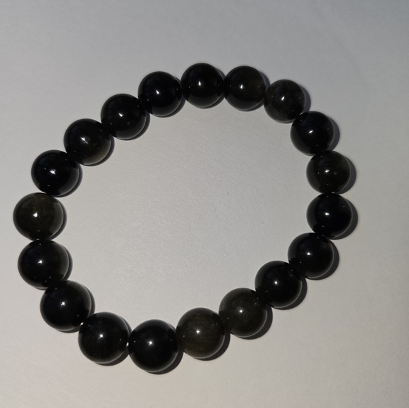 🐰SALE🐰 10mm Golden Obsidian Bracelet - Picture 4 of 14